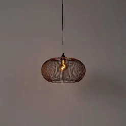 QAZQA Pendelleuchten|Wohnzimmerlampen*Industrielle Hängelampe Kupfer 49 cm - Finn
