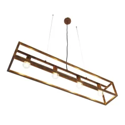 QAZQA Pendelleuchten|Wohnzimmerlampen*Industrielle Hängelampe rostbraun 4-Licht - Käfig