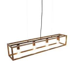 QAZQA Pendelleuchten|Wohnzimmerlampen*Industrielle Hängelampe rostbraun 4-Licht - Käfig