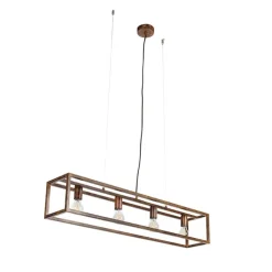 QAZQA Pendelleuchten|Wohnzimmerlampen*Industrielle Hängelampe rostbraun 4-Licht - Käfig