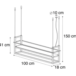 QAZQA Schlafzimmerlampen|Küchenlampen*Industrielle Hängelampe rostbraun mit Gestell 4-flammig - Cage Rack