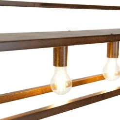 QAZQA Schlafzimmerlampen|Küchenlampen*Industrielle Hängelampe rostbraun mit Gestell 4-flammig - Cage Rack