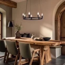 QAZQA Leuchten Ohne Schirm|Pendelleuchten*Industrielle Hängelampe schwarz 7-flammig - Knight