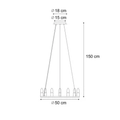 QAZQA Leuchten Ohne Schirm|Pendelleuchten*Industrielle Hängelampe schwarz 7-flammig - Knight