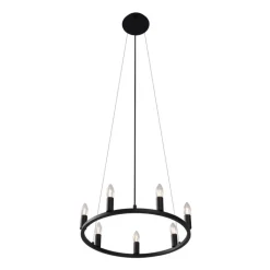 QAZQA Leuchten Ohne Schirm|Pendelleuchten*Industrielle Hängelampe schwarz 7-flammig - Knight