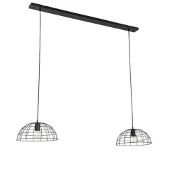 QAZQA Pendelleuchten|Wohnzimmerlampen*Industrielle Hängelampe schwarz 2-Lichter - Hanze