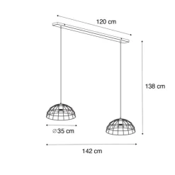 QAZQA Pendelleuchten|Wohnzimmerlampen*Industrielle Hängelampe schwarz 2-Lichter - Hanze