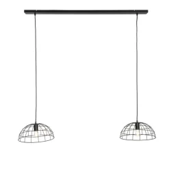 QAZQA Pendelleuchten|Wohnzimmerlampen*Industrielle Hängelampe schwarz 2-Lichter - Hanze