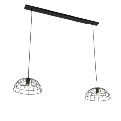 QAZQA Pendelleuchten|Wohnzimmerlampen*Industrielle Hängelampe schwarz 2-Lichter - Hanze