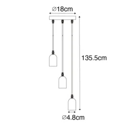 QAZQA Pendelleuchten|Wohnzimmerlampen*Industrielle Hängelampe schwarz mit runden 3-Lichtern aus Beton - Pedra