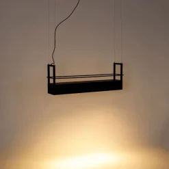 QAZQA Pendelleuchten|Wohnzimmerlampen*Industrielle Hängelampe schwarz mit Gestell 4-flammig GU10 - Cage Rack