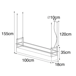 QAZQA Pendelleuchten|Wohnzimmerlampen*Industrielle Hängelampe schwarz mit Gestell 4-flammig GU10 - Cage Rack