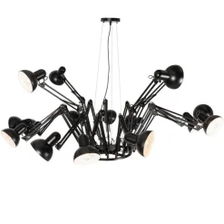 QAZQA Pendelleuchten|Esszimmerlampen*Industrielle Hängelampe schwarz 16-flammig verstellbar - Hobby Spinne