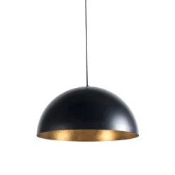 QAZQA Küchenlampen|Pendelleuchten*Industrielle Hängelampe schwarz mit Gold 50 cm - Magna Eco