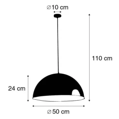 QAZQA Küchenlampen|Pendelleuchten*Industrielle Hängelampe schwarz mit Gold 50 cm - Magna Eco