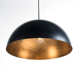 QAZQA Küchenlampen|Pendelleuchten*Industrielle Hängelampe schwarz mit Gold 50 cm - Magna Eco