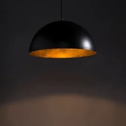 QAZQA Küchenlampen|Pendelleuchten*Industrielle Hängelampe schwarz mit Gold 50 cm - Magna Eco
