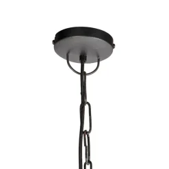 QAZQA Pendelleuchten|Wohnzimmerlampen*Industrielle Hängelampe schwarz mit Mangoholz - Mangos