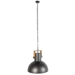 QAZQA Pendelleuchten|Wohnzimmerlampen*Industrielle Hängelampe schwarz mit Mangoholz - Mangos