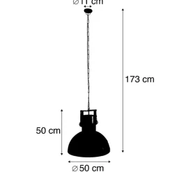 QAZQA Pendelleuchten|Wohnzimmerlampen*Industrielle Hängelampe schwarz mit Mangoholz - Mangos