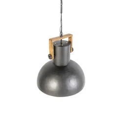 QAZQA Pendelleuchten|Wohnzimmerlampen*Industrielle Hängelampe schwarz mit Mangoholz - Mangos