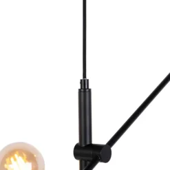 QAZQA Pendelleuchten|Wohnzimmerlampen*Industrielle Hängelampe Schwarz und Messing 78 cm 6 Lichter - Sydney