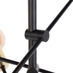 QAZQA Pendelleuchten|Wohnzimmerlampen*Industrielle Hängelampe Schwarz und Messing 78 cm 6 Lichter - Sydney