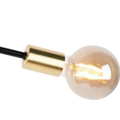 QAZQA Pendelleuchten|Wohnzimmerlampen*Industrielle Hängelampe Schwarz und Messing 78 cm 6 Lichter - Sydney