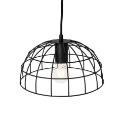 QAZQA Pendelleuchten|Wohnzimmerlampen*Industrielle Hängelampe schwarz 3-flammig - Hanze