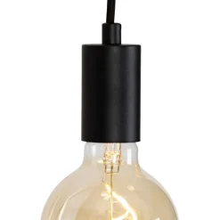 QAZQA Pendelleuchten|Wohnzimmerlampen*Industrielle Hängelampe schwarz 3-flammig - Facil