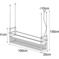 QAZQA Pendelleuchten|Wohnzimmerlampen*Industrielle Hängelampe schwarz mit Mesh 4-flammig - Cage Rack