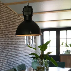 QAZQA Pendelleuchten|Wohnzimmerlampen*Industrielle Hängelampe schwarz 53,5 cm - Sicko