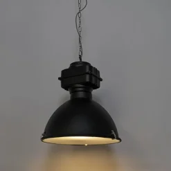 QAZQA Pendelleuchten|Wohnzimmerlampen*Industrielle Hängelampe schwarz 53,5 cm - Sicko