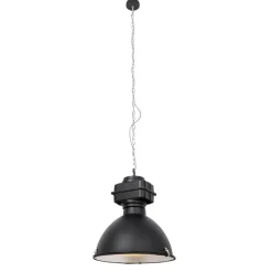 QAZQA Pendelleuchten|Wohnzimmerlampen*Industrielle Hängelampe schwarz 53,5 cm - Sicko