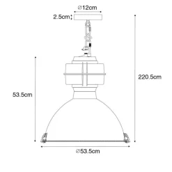 QAZQA Pendelleuchten|Wohnzimmerlampen*Industrielle Hängelampe schwarz 53,5 cm - Sicko