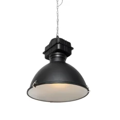 QAZQA Pendelleuchten|Wohnzimmerlampen*Industrielle Hängelampe schwarz 53,5 cm - Sicko
