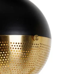 QAZQA Pendelleuchten|Wohnzimmerlampen*Industrielle Hängelampe schwarz mit Messing 5 Lichter - Haicha