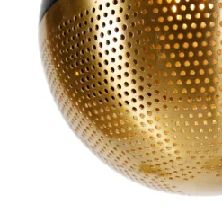 QAZQA Pendelleuchten|Wohnzimmerlampen*Industrielle Hängelampe schwarz mit Messing 5 Lichter - Haicha