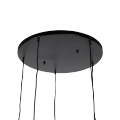 QAZQA Pendelleuchten|Wohnzimmerlampen*Industrielle Hängelampe schwarz mit Messing 5 Lichter - Haicha