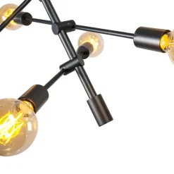 QAZQA Schlafzimmerlampen|Küchenlampen*Industrielle Hängelampe schwarz 6-flammig - Sydney