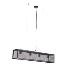 QAZQA Pendelleuchten|Wohnzimmerlampen*Industrielle Hängelampe schwarz mit Netz 4 Lichter – Cage