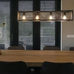 QAZQA Pendelleuchten|Wohnzimmerlampen*Industrielle Hängelampe schwarz mit Netz 4 Lichter – Cage