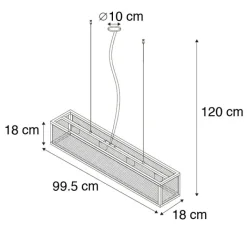 QAZQA Pendelleuchten|Wohnzimmerlampen*Industrielle Hängelampe schwarz mit Netz 4 Lichter – Cage