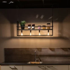 QAZQA Küchenlampen|Esszimmerlampen*Industrielle Hängelampe schwarz mit Rack 4-Licht - Cage Rack