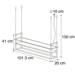 QAZQA Küchenlampen|Esszimmerlampen*Industrielle Hängelampe schwarz mit Rack 4-Licht - Cage Rack