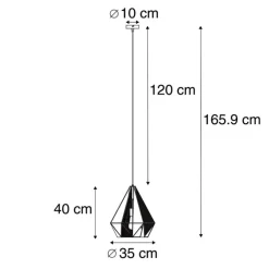 QAZQA Pendelleuchten|Wohnzimmerlampen*Industrielle Hängelampe schwarz mit Netz - Karkasse