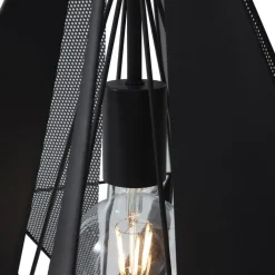 QAZQA Pendelleuchten|Wohnzimmerlampen*Industrielle Hängelampe schwarz mit Netz - Karkasse