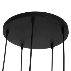 QAZQA Pendelleuchten|Wohnzimmerlampen*Industrielle Hängelampe schwarz mit Beton rund 5-Licht - Pedra