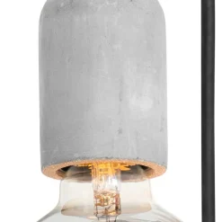 QAZQA Pendelleuchten|Wohnzimmerlampen*Industrielle Hängelampe schwarz mit Beton rund 5-Licht - Pedra