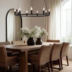 QAZQA Schlafzimmerlampen|Küchenlampen*Industrielle Hängelampe schwarz 9-flammig - Knight